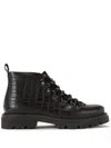 Kurt Geiger London Mens Brown Coniston Lace-up Embossed-leather Ankle Boots In Brown