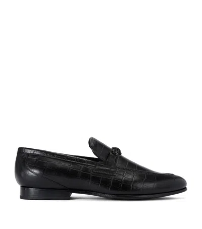 Kurt Geiger Croc-embossed Alton Loafers In Black