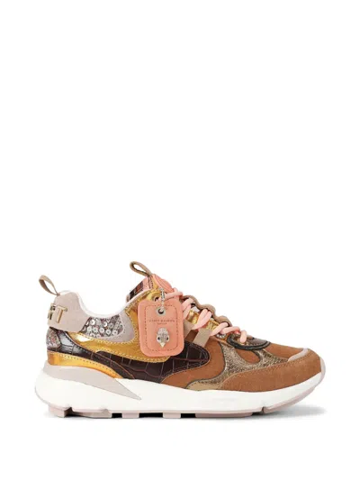 Kurt Geiger Croc Lizard Print Sneakers In Brown