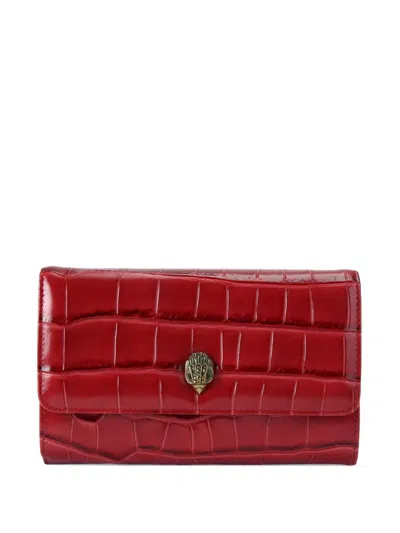 Kurt Geiger Crocodile-effect Chain Wallet In Red