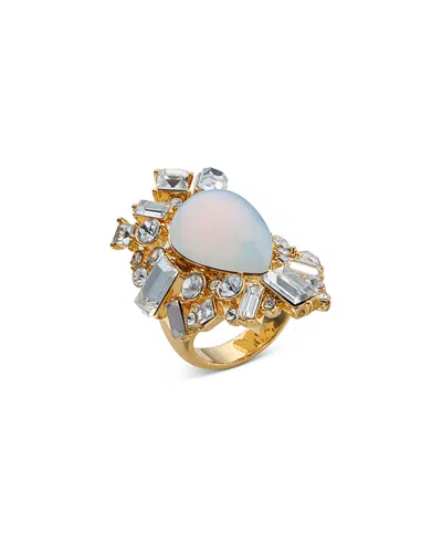 Kurt Geiger Crystal & Stone Cocktail Ring In Gold