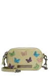 Kurt Geiger Crystal Butterfly Leather Crossbody Bag In Light/ Pastel Green
