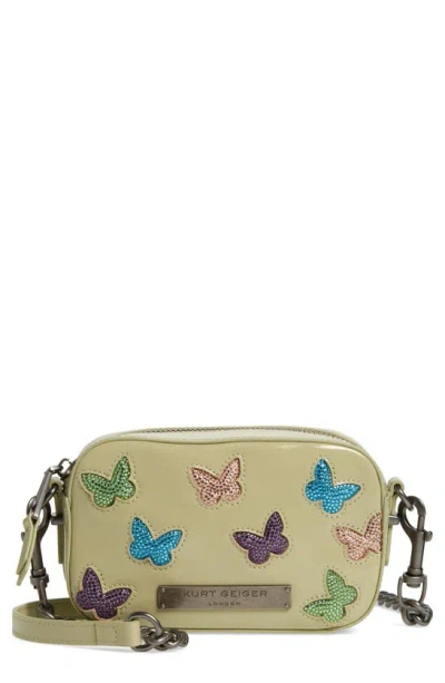 Kurt Geiger Crystal Butterfly Leather Crossbody Bag In Neutral