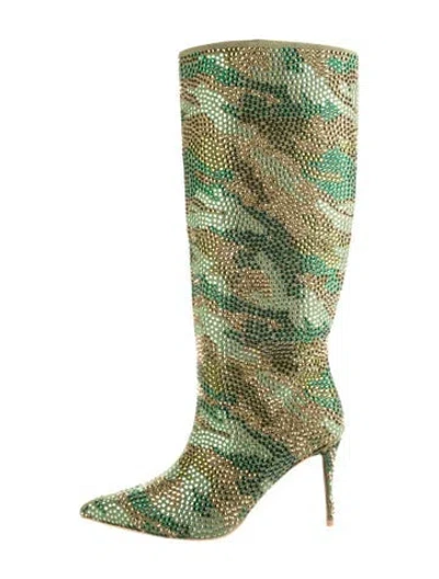 Pre-owned Kurt Geiger Crystal Camouflage Print Boots In Green