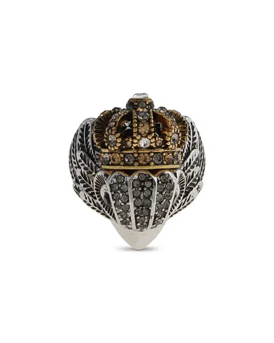 Kurt Geiger Crystal Crown Eagle Cocktail Ring In Neutral