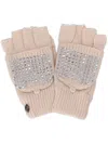 Kurt Geiger Crystal-embellished Eagle Gloves In Neutrals