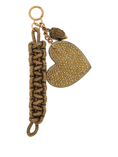 Kurt Geiger Crystal-embellished Keyring In Gold