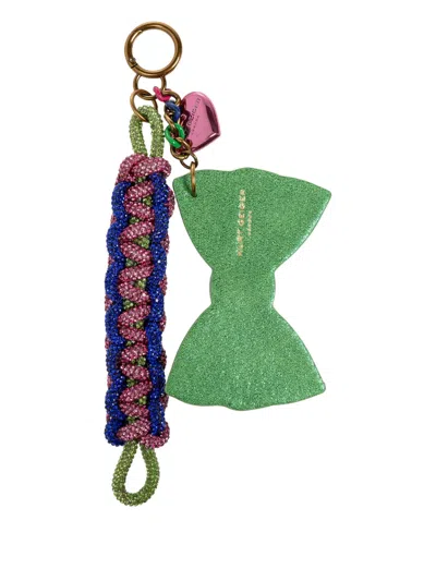 Kurt Geiger Crystal-embellished Keyring In Green