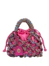 Kurt Geiger Crystal-embellished Macramé Mini Bag In Pink