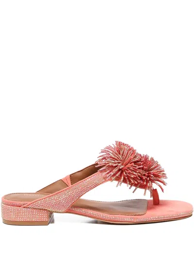 Kurt Geiger Crystal-embellished Pom-pom Sandals In Pink