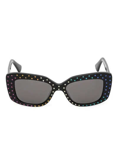 Kurt Geiger Crystal-embellished Square Sunglasses In Black