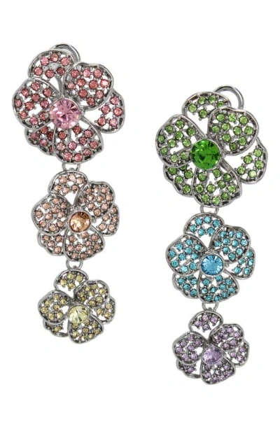 Kurt Geiger Crystal Flower Drop Earrings In Multi/silver