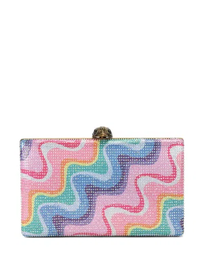 Kurt Geiger Crystal Kensington Wave-print Clutch Bag In Multi
