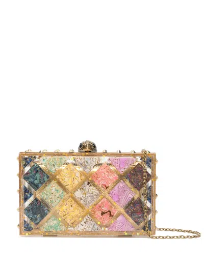 Kurt Geiger Crystal Quilt Box Clutch Bag In Multi