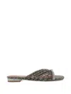 Kurt Geiger Crystal Strap Flat Mules In Neutral