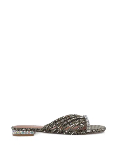 Kurt Geiger Crystal Strap Flat Mules In Neutral