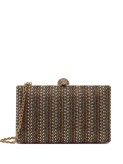 Kurt Geiger Crystal-embellished Eagle Head Clutch Bag In Brown