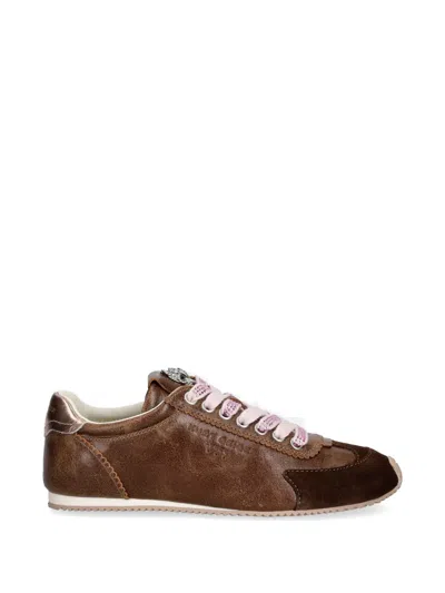 Kurt Geiger Crystal-embellished Eagle-head Sneakers In Brown