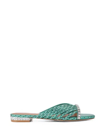 Kurt Geiger Crystal-embellished Flat Mules In Green