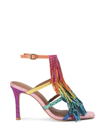 Kurt Geiger Crystal-embellished Fringe Sandals In Pink