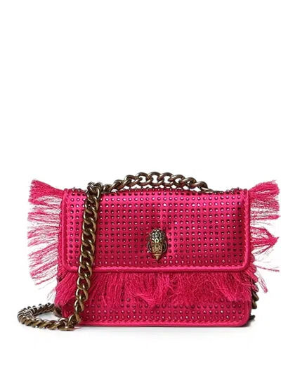 Kurt Geiger Crystal-embellished Fringed Shoulder Bag In Pink