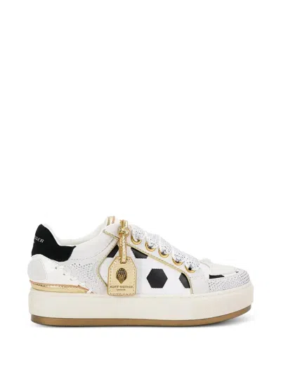 Kurt Geiger Crystal-embellished Leather Sneakers In Multi
