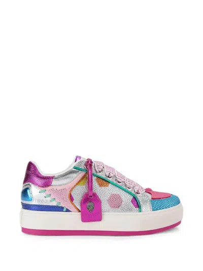 Kurt Geiger Crystal-embellished Metallic Leather Sneakers In Multi