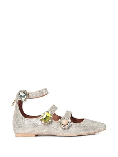 Kurt Geiger Crystal-embellished Multi-strap Ballet Flats In Silver