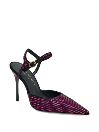 Kurt Geiger Crystal-embellished Pointed-toe Pumps In Purple