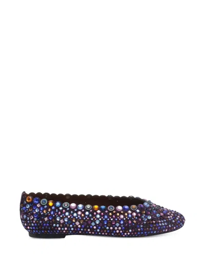 Kurt Geiger Crystal-embellished Scalloped Ballet Flats In Purple