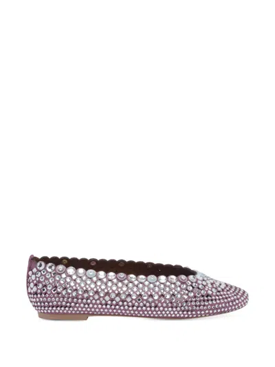Kurt Geiger Crystal-embellished Scalloped Ballet Flats In Purple