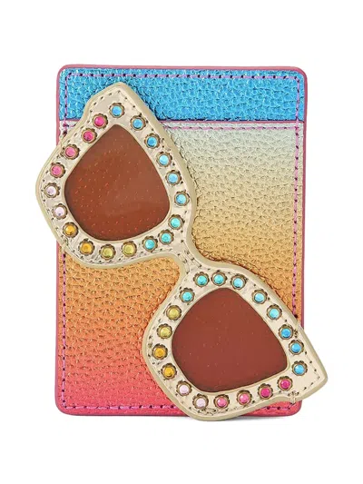 Kurt Geiger Crystal-embellished Sunglasses Metallic Card Holder In Brown