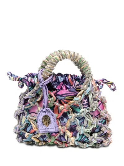 Kurt Geiger Crystal-embellished Tote Bag In Purple