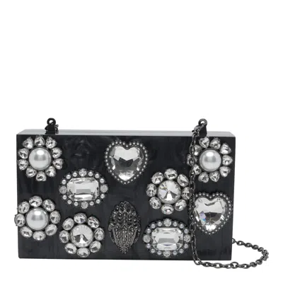 Kurt Geiger Crystals Box Clutch In Black
