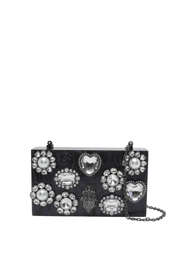 Kurt Geiger Crystals Box Clutch In Black