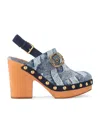 Kurt Geiger Denim Mayfair Clog Slingback Pumps In Blue