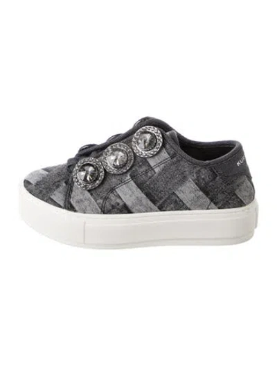 Pre-owned Kurt Geiger Denim Patterned Sneakers In Silver