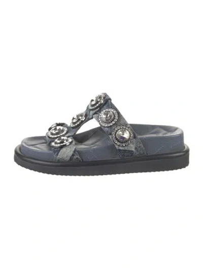 Pre-owned Kurt Geiger Denim Slides In Blue