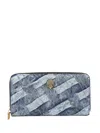 Kurt Geiger Denim Weave Zip-around Wallet In Blue