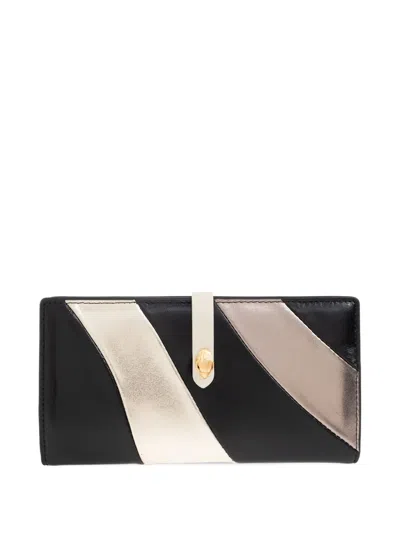 Kurt Geiger Diagonal-stripe Leather Wallet In Black
