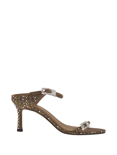 Kurt Geiger Double-buckle Heeled Sandals In Brown