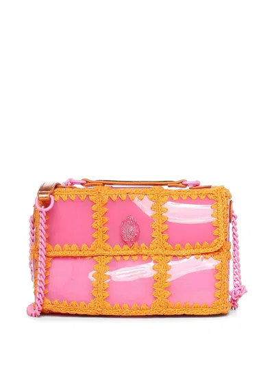 Kurt Geiger Eagle Crochet-trim Clutch Bag In Pink