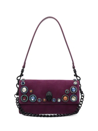 Kurt Geiger Eagle Crystal-embellished Shoulder Bag In Purple