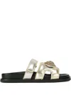 Kurt Geiger Leather Eagle Cut Out Sandal In Metallic