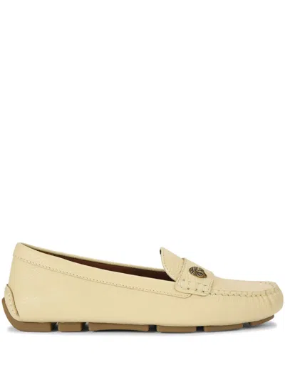Kurt Geiger London Womens Cream Eagle Driver Crystal-embellished Leather Loafers