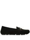 Kurt Geiger Eagle-embellished Slip-on Suede Driver Shoes In Black