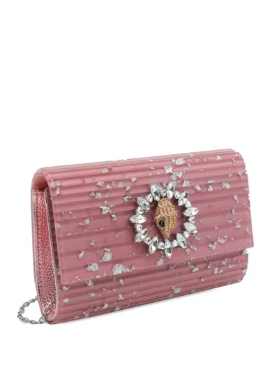 Kurt Geiger Eagle Embellished Chain Clutch Bag In Pink