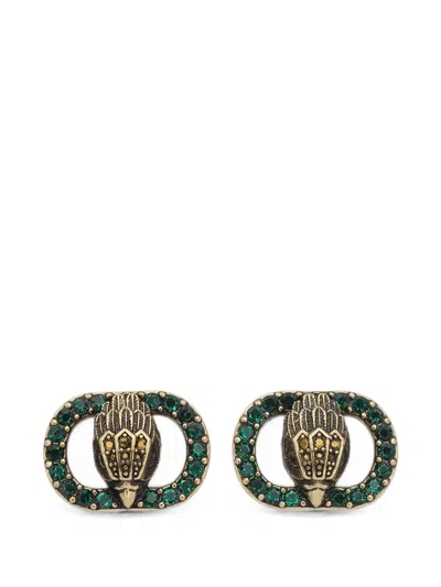 Kurt Geiger Eagle Head Crystal-embellished Earrings In Green