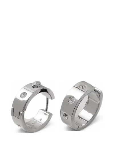 Kurt Geiger Eagle Head Crystal-embellished Hoop Earrings In Silver