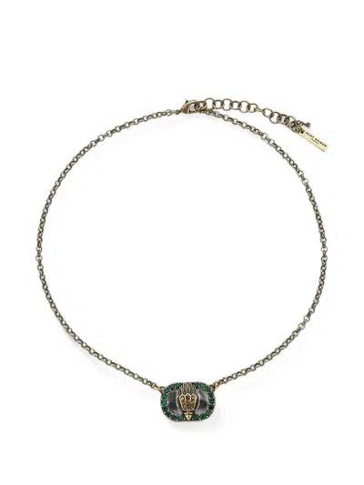Kurt Geiger Eagle Head Crystal-embellished Necklace In Black